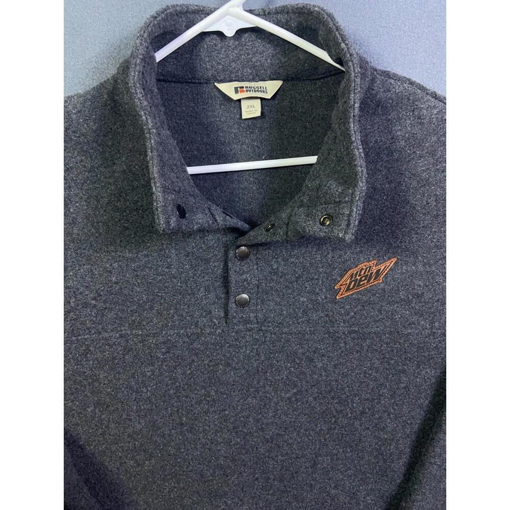 Russell Outdoors Pullover Mens XL Gray Mountain Mtn Dew Thick Warm Fleece Jacket